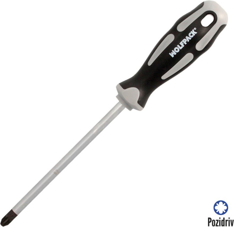 Destornillador Pozidriv Acero S2 Mango TPR Bimaterial. Medida PZ 3 x Ø 8 x 150 mm. DIN5262.
