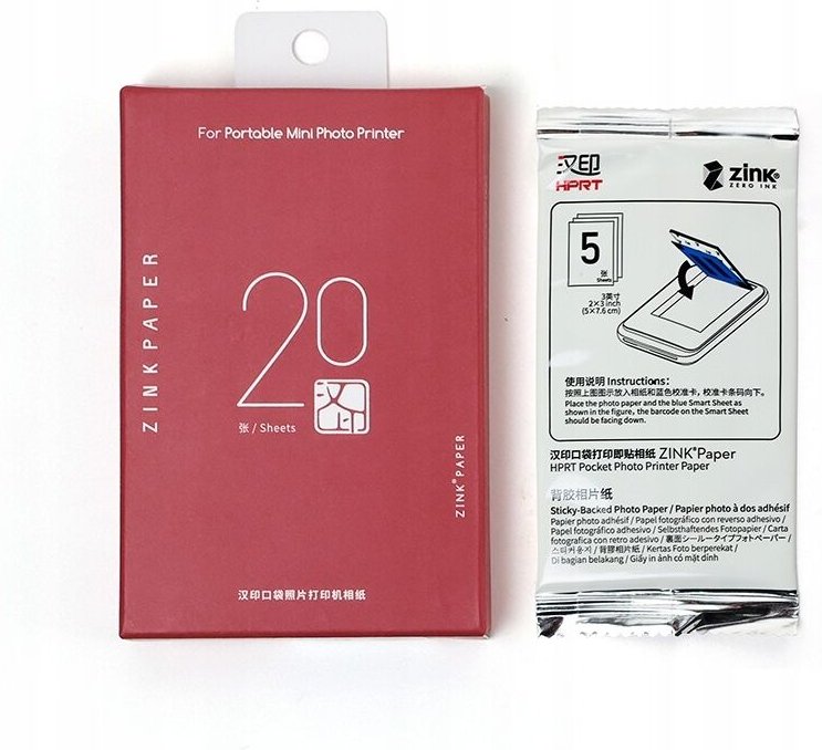 ZINK-FOTOPAPIER für MOBILEN FOTO-LASERDRUCKER 20 Stück 2x3