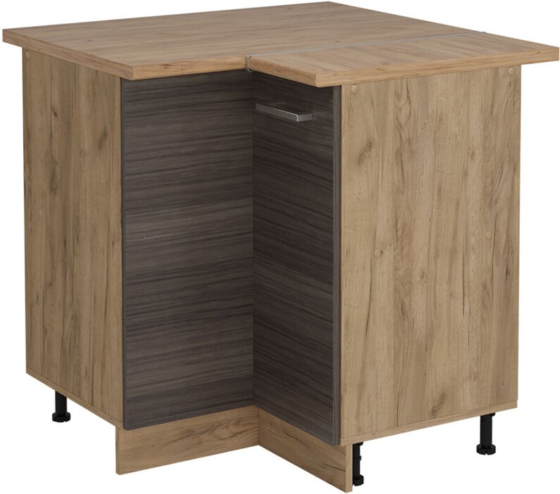 Vicco - Eckunterschrank R-Line, Edelgrau, 75.6 cm , ap Eiche