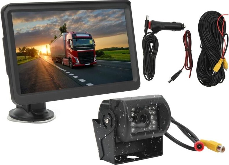 Jeffergarden 7-Zoll-Rückfahrkamera-Monitor, 18 LEDs, Nachtsicht, Rückfahrkamera, Rückfahrkamera, Rückfahr-Set für Autos,...