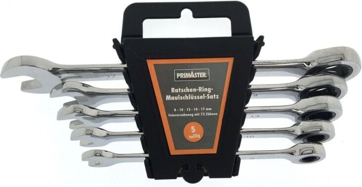 Primaster - Ratschen-Ring-Maulschlüssel Set 5 tlg. Maulschlüsssel Ringschlüssel