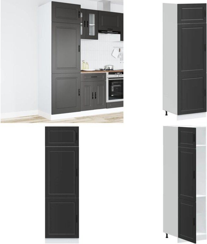 vidaXL Küchenschrank Porto Schwarz Holzwerkstoff