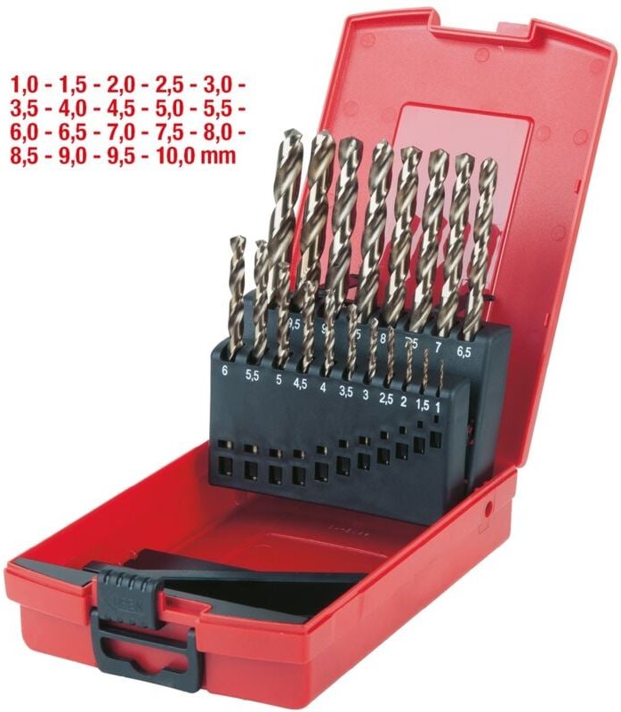 Kstools - ks Tools hss-g Co 5 Spiralbohrer-Satz, Kunststoffkassette 19-tlg. 1-10 mm