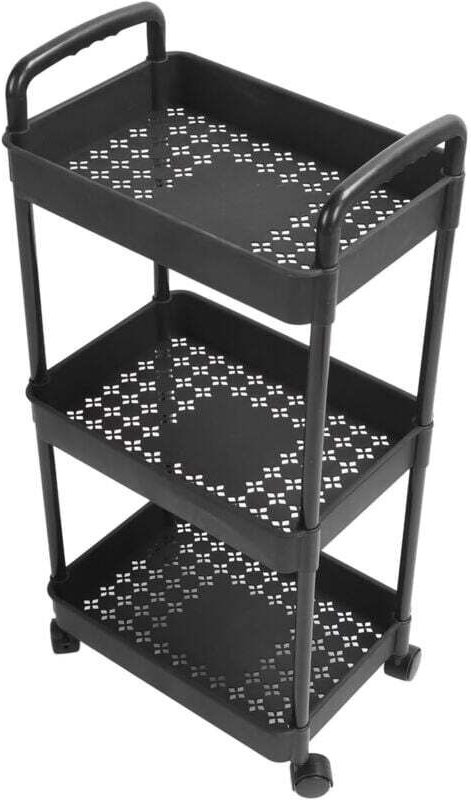 Ulisem Aufbewahrungswagen mit großer Kapazität, schwarzer Kunststoff, mit Rädern, 3-stöckiger Mehrzweckwagen, einfach zu...