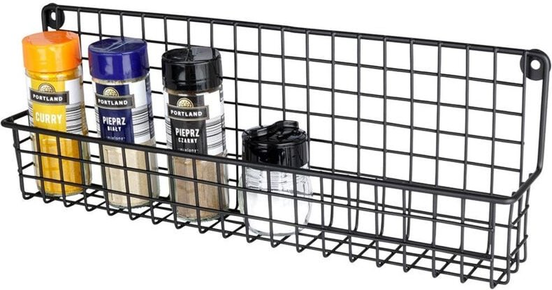 Wandregal aus schwarzem Metall für Küche und Badezimmer, für Gewürze und Kosmetika
