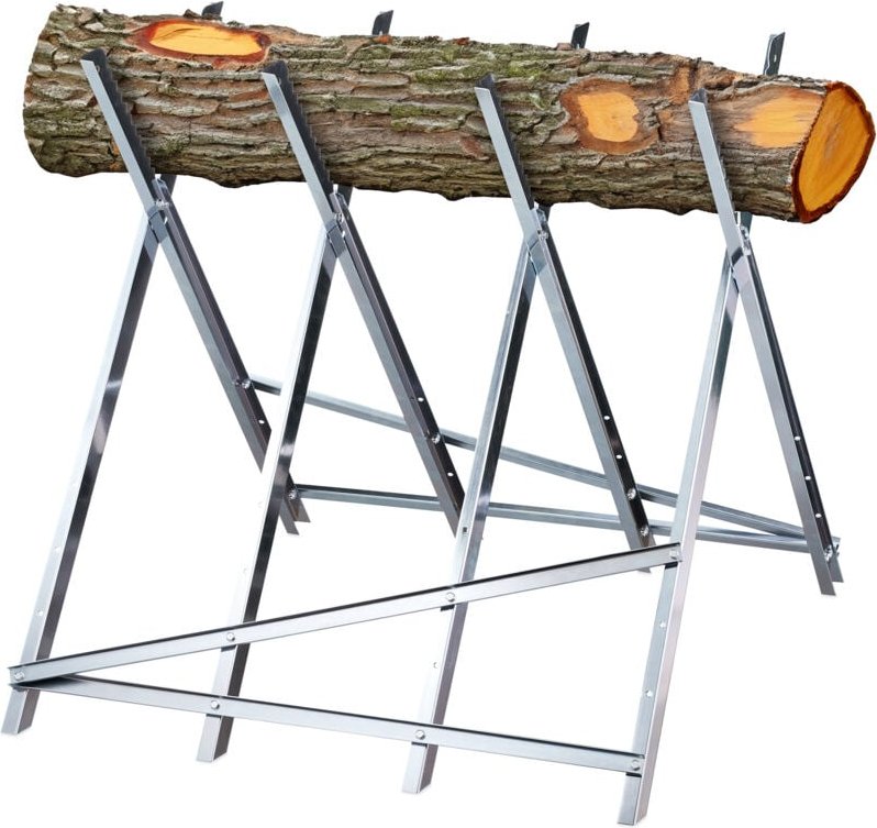 Sägebock, Holzsägearbeiten, klappbar, 150 kg, Sägegestell für Kettensägen, Stahl, hbt: 80 x 80 x 82 cm, silber - Relaxda...