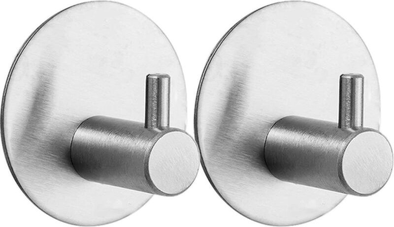 Shining House - 2 Stück Badezimmer-Handtuchhaken, selbstklebende Haken, runde Haken aus Edelstahl 304, rostfrei, Wand-Kl...