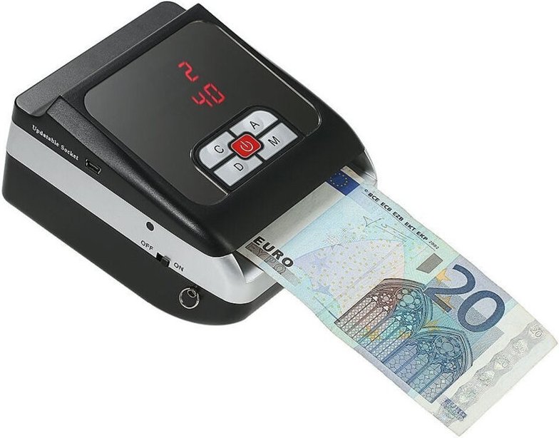 Trade Shop Traesio - Trade Shop - mini-geldbörsen-detektor mit lithium-batterie und banknotenzählerprüfung -