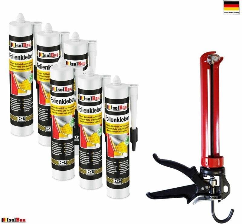 Isolbau - 6 x Folienkleber Dichtkleber + hq Auspresspistole set Dampfbremse Dampfsperre