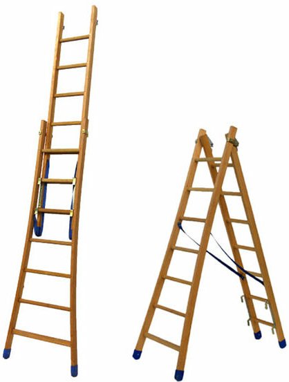 Echelle Direct - Holz Mehrzweckleiter 2x7 Sprossen - Zu erreichende Höhe 2.82m - BT2-200