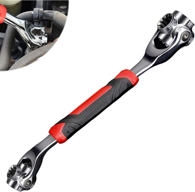 52-in-1-Universal-Steckschlüssel: Verstellbarer Ratschenschlüssel aus Kohlenstoffstahl, um 360 Grad drehbarer Schraubens...