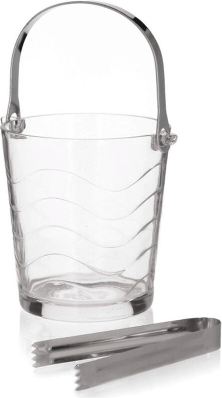 Trade Shop Traesio - Trade Shop - wave glas eiskübel mit zange klapptischgriff -