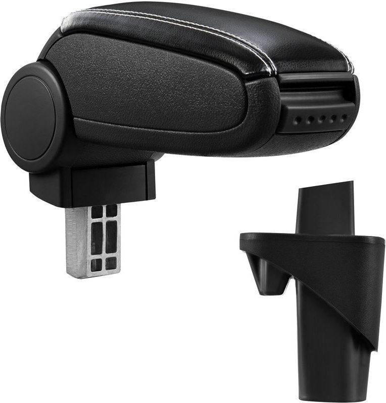 Mittelarmlehne Opel Agila A Suzuki Wagon R+ mit Staufach Kunstleder Schwarz mit weißen Nähten pro.tec