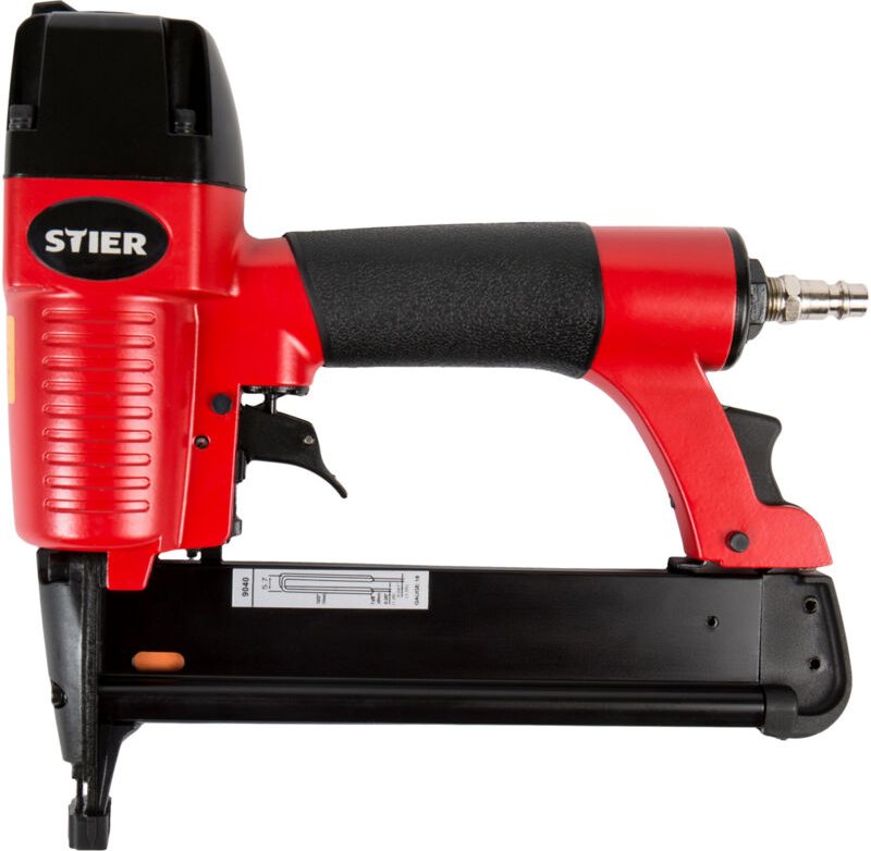 Stier - Druckluftnagler HKN-10/40, für Heftklammern 10-40 mm, inklusive Handwerker-Koffer für einfache Aufbewahrung, ide...