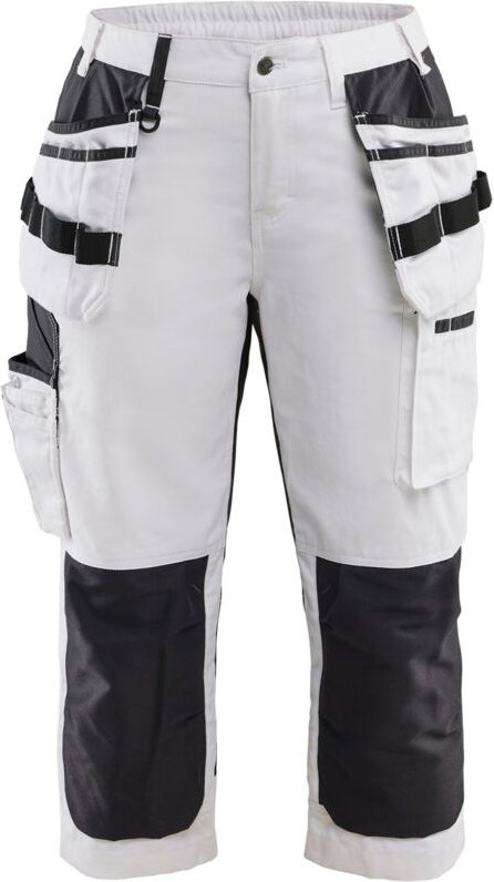 Arbeits-Pantacourt für Maler, Stretch, Damen 7109 – Weiß/Schwarz M – FR(40) – SE(C38) – Standards