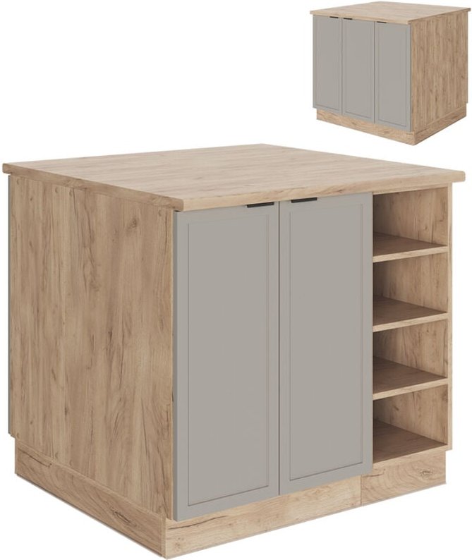 Vicco - Kücheninsel Fame-Line, GrauBeige, 90 cm ohne Arbeitsplatte