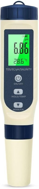 pH-Meter, 5-in-1 PH/TDS/EC/Salzgehalt/Thermometer, LCD-Display, PH-Tester, automatische Temperaturkompensation, elektron...