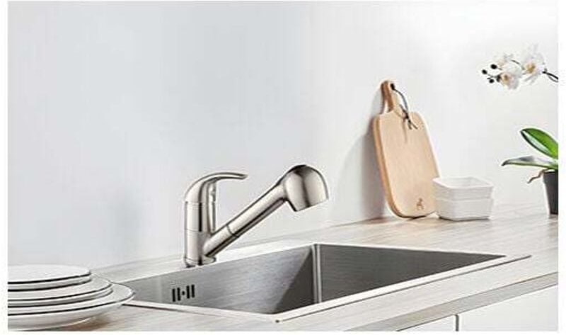 Rubinetto da cucina con doccetta estraibile, miscelatore per lavello, 2 getti a scelta, miscelatore da cucina in acciaio...