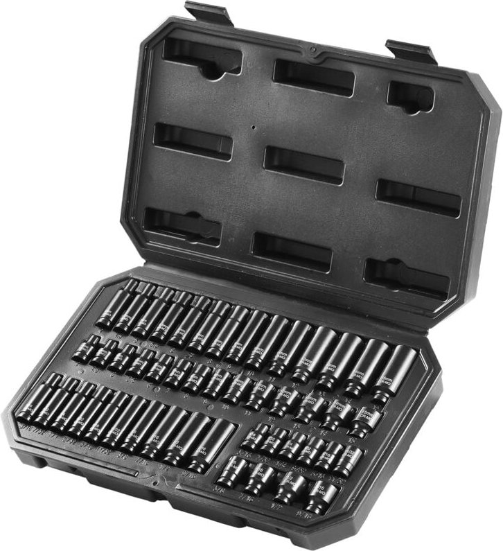 1/4-Zoll-Schlagsteckschlüsselsatz, 48-teilig,tief und flach,SAE 3/16-9/16 Zoll und metrisch 4-15 mm,6-Punkt-Cr-Mo-Legier...