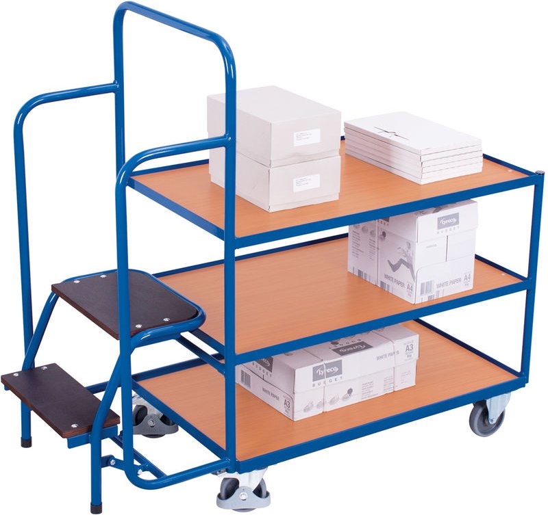 VARIOfit Kommissionierwagen mit 3 Ladeflächen, niedrig