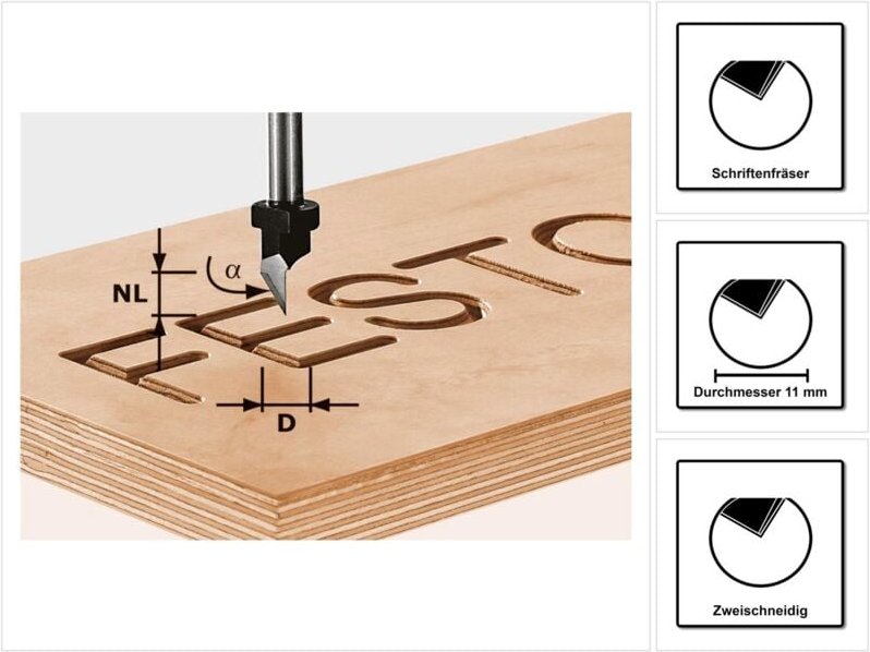 Festool Schriftenfräser HS Schaft 8 mm HS S8 D11/60°