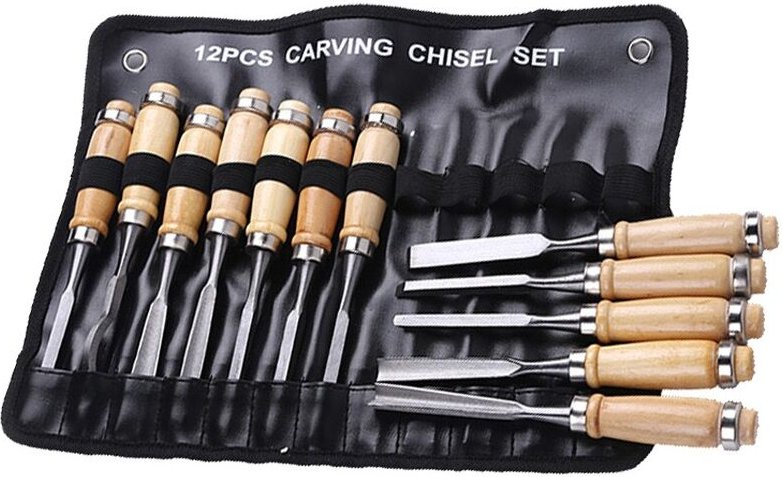 Professionelles Holzbearbeitungsmeißel-Set, Holzbearbeitungswerkzeug, Zimmermanns-Kratz-Handmeißelwerkzeug mit Holzgriff...