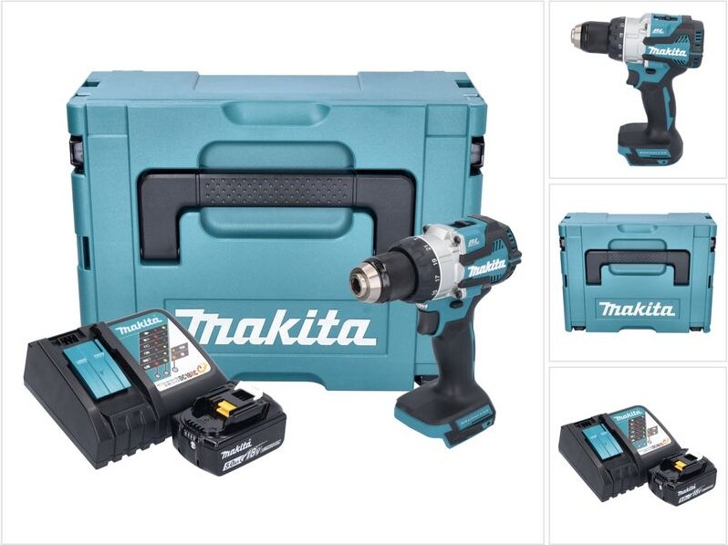Dhp 489 RT1J Akku Schlagbohrschrauber 18 v 73 Nm Brushless + 1x Akku 5,0 Ah + Ladegerät + Makpac - Makita