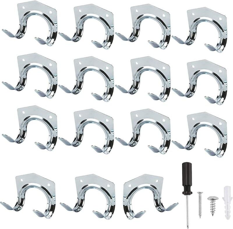 15er-Pack robuste Multifunktionshaken für die Aufbewahrung zu Hause und in der Garage – rutschfeste Doppelhaken zur Wand...