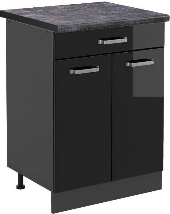 Thumbnail - Vicco - Küchenunterschrank R-Line, Schwarz Hochglanz, 60 cm , ap Anthrazit