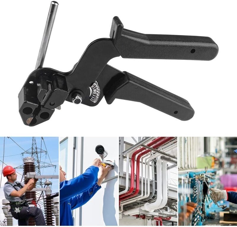 Ej.life - Kabelbinderpistole aus Edelstahl, Kabelbinderwerkzeug, Kabelbinderzange mit Schneidefunktion zum Verriegeln un...