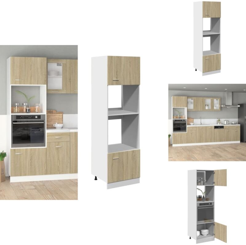 Mikrowellenumbauschrank Sonoma-Eiche 60x57x207 cm Holzwerkstoff - Mikrowellenschrank - Mikrowellenschränke - Küchenschra...