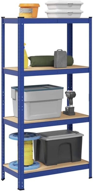 Lagerregal mit 4 Böden Blau Stahl & Holzwerkstoff Vidaxl