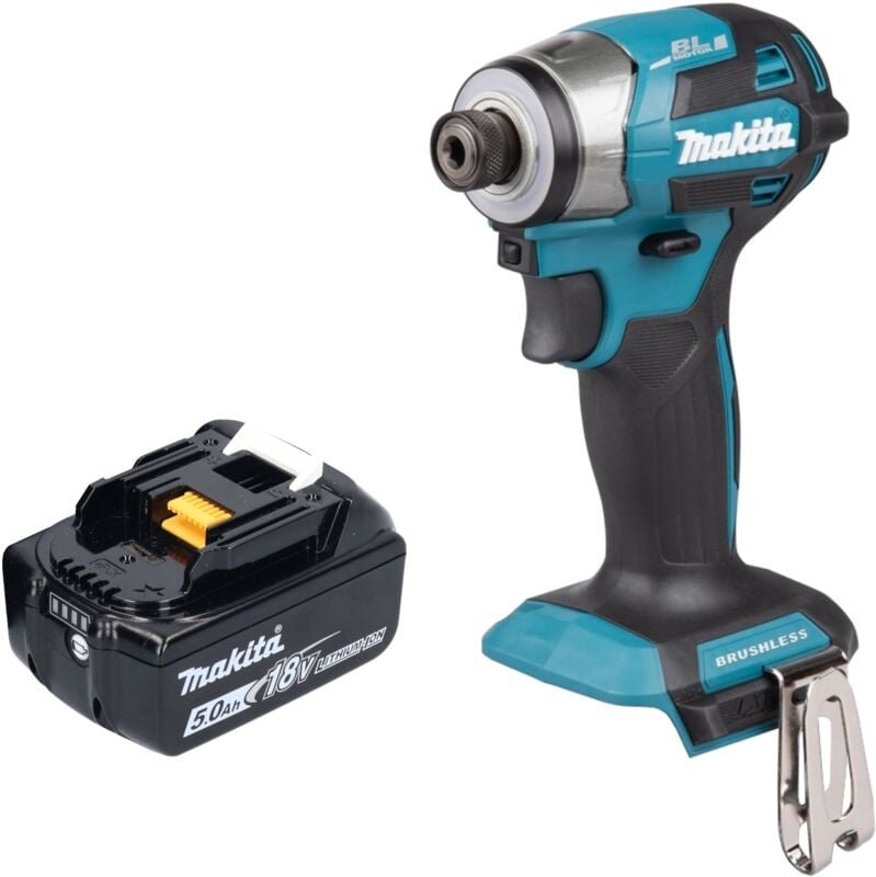 Makita DTD 173 T1 Akku Schlagschrauber 18 V 180 Nm 1/4“ Brushless + 1x Akku 5,0 Ah - ohne Ladegerät