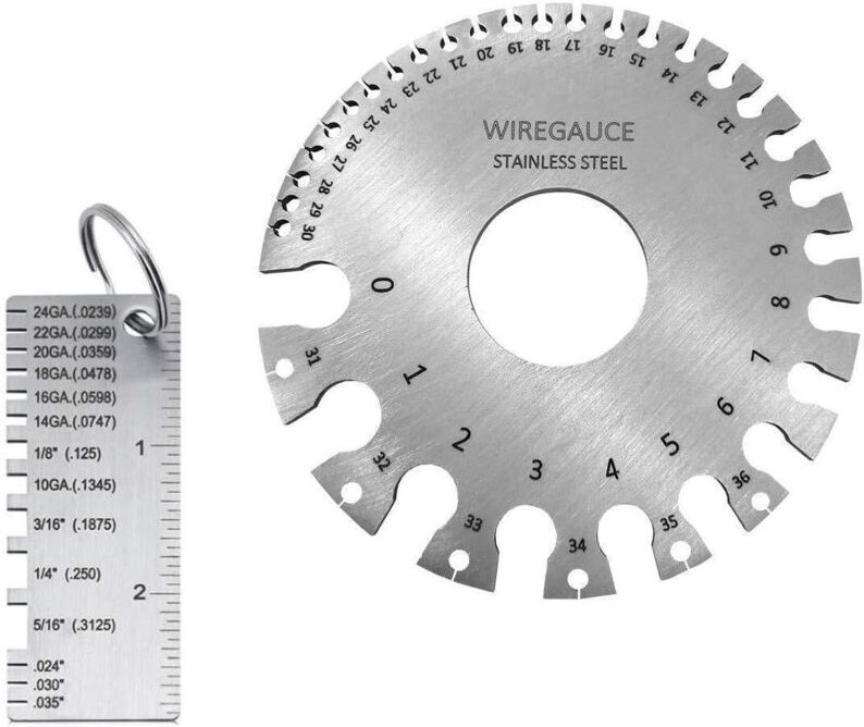 Tigrezy - 2er-Pack Fühlerlehre aus Edelstahl, Drahtstärken-Messwerkzeug, Blechschweißwerkzeug, Runddraht-Kabelfühlerlehr...