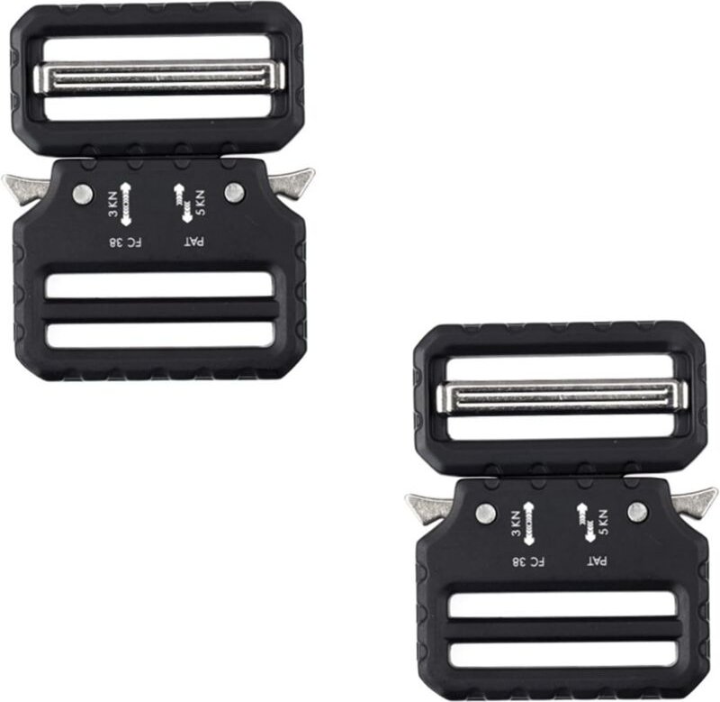 2er-Pack robuste taktische Gürtelschnallen aus schwarzer Zinklegierung in Militärqualität mit doppelt verstellbarer Meta...