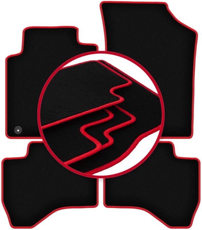 CARLUX-RED Auto-Fußmatten für: Peugeot 107 Fließheck (2005-2014)