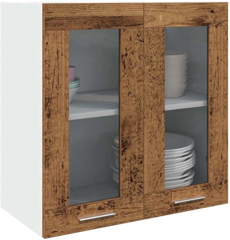 vidaXL Küchen-Wandschrank mit Glastüren Altholz-Optik 60x31x60 cm