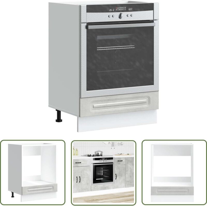 The Living Store - vidaXL Herdumbauschrank Kalmar Betongrau Holzwerkstoff