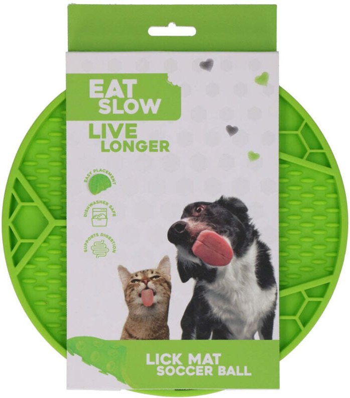 Iss langsam lebe langer lecke mat voetbal groen