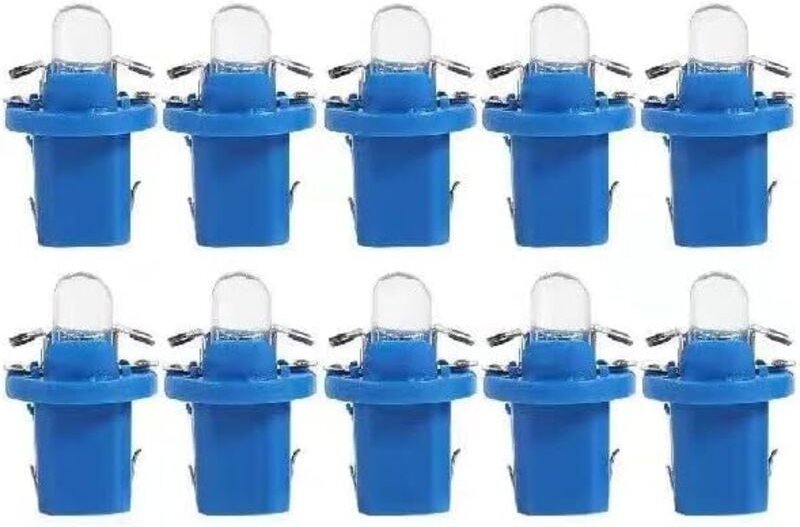 10 Stück T5 LED-Lampen mit Halter, 12 V BAX10d B8.5D Auto-Armaturenbrett-Glühbirnen für Auto-Motorrad - Blau