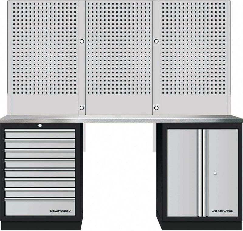 Mobilio 2er Kompakt-Kombi mit Lochwand, Edelstahl 430