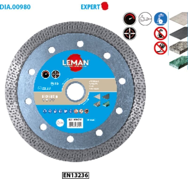 Diamant-Scheibe für Feinsteinzeug Expert ø 230 Bohrung 22,23 Dicke 1,6 Höhe Segment 10,0