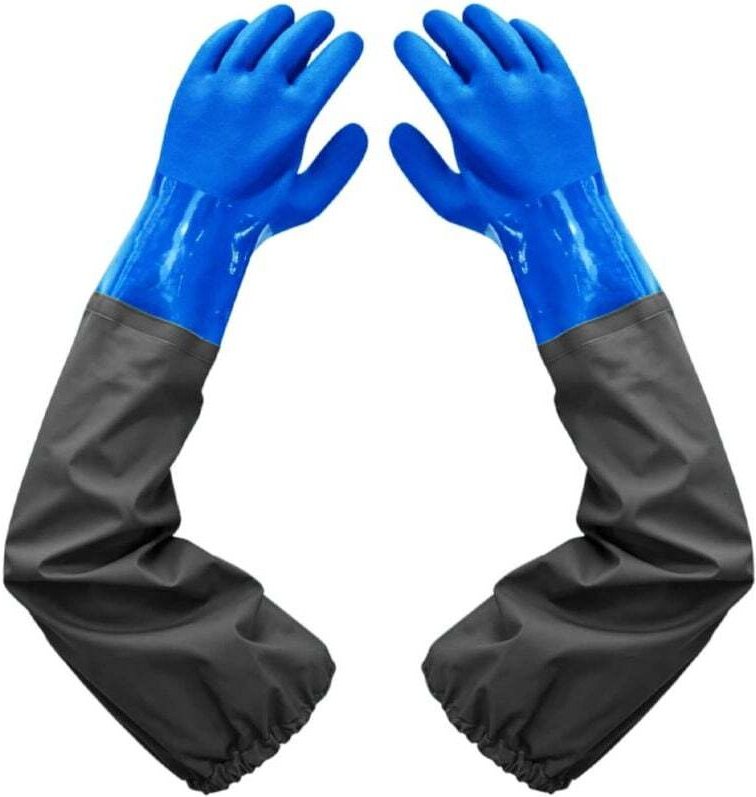 Wasserdichte Gummihandschuhe, 27 Zoll, elastische Bündchen, dickes Futter, geeignet für die chemische Industrie, Landwir...