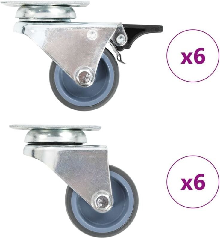 12 Stk. Lenkrollen mit Zwillingsrad 50 mm Vidaxl