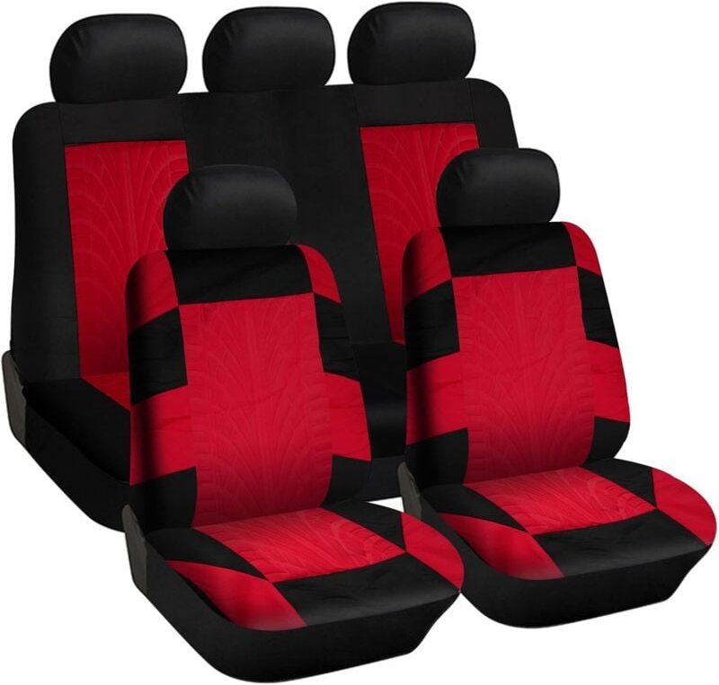 Thumbnail - Universal Autositzbezüge Autositzschutzbezug - Vorder- und Rücksitzbezug-Set Schwarz Rot