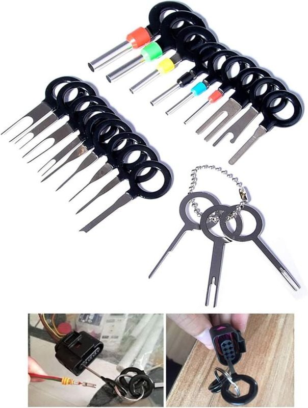 21-teiliges Werkzeugset zum Entfernen von Autoklemmen, Crimp-Steckerstift-Extraktor-Kit für die elektrische Verkabelung ...