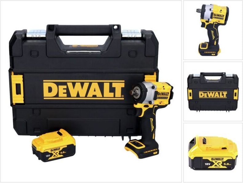 DeWalt DCF 921 NT Akku Schlagschrauber 18 V 400 Nm 1/2" Brushless + 1x Akku 5,0 Ah + TSTAK - ohne Ladegerät