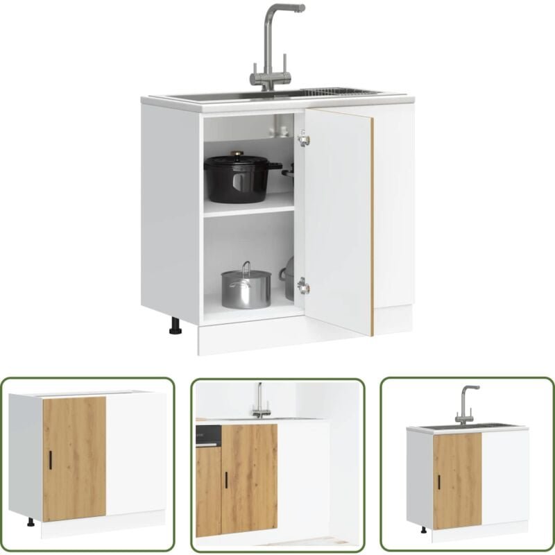 The Living Store - vidaXL Spülenunterschrank Artisan-Eiche Holzwerkstoff