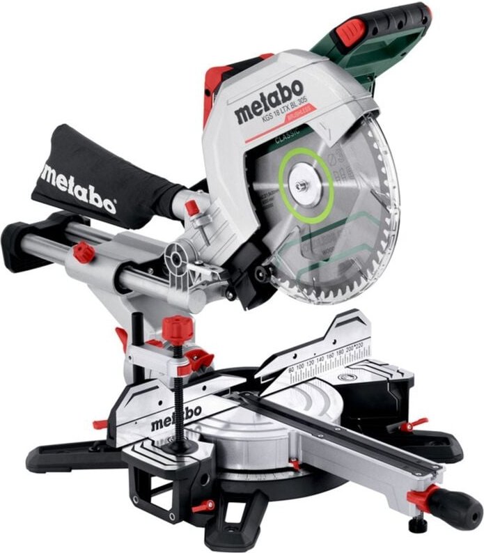 Metabo Akku-Kappsäge KGS 18 LTX BL 305, mit Zugfunktion, incl. 2x Akku LiHD 8 Ah, Schnellladegerät, Sägeblatt, Zubehör, ...