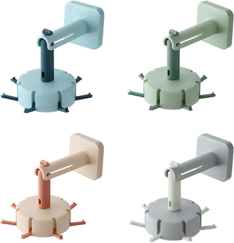 Shining House - 360° drehbarer Haken, selbstklebend, 4 Stück 360° drehbare Haken für Küchenutensilien